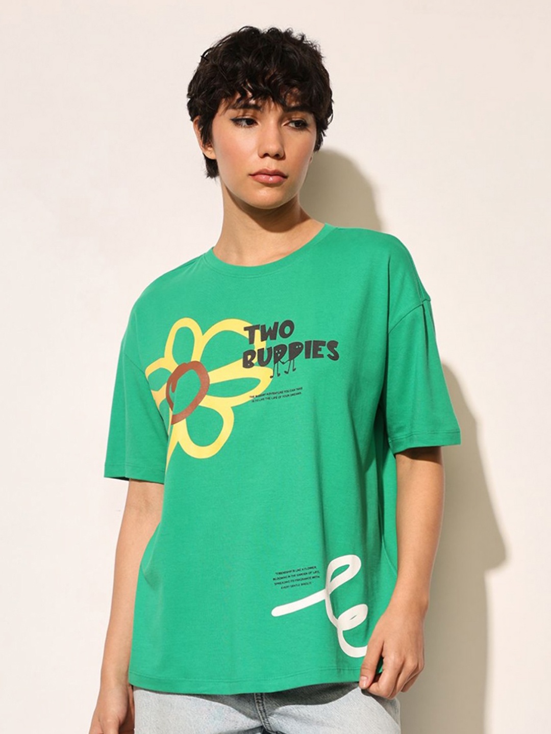 

ONLY Women Typography Printed T-shirt, Green