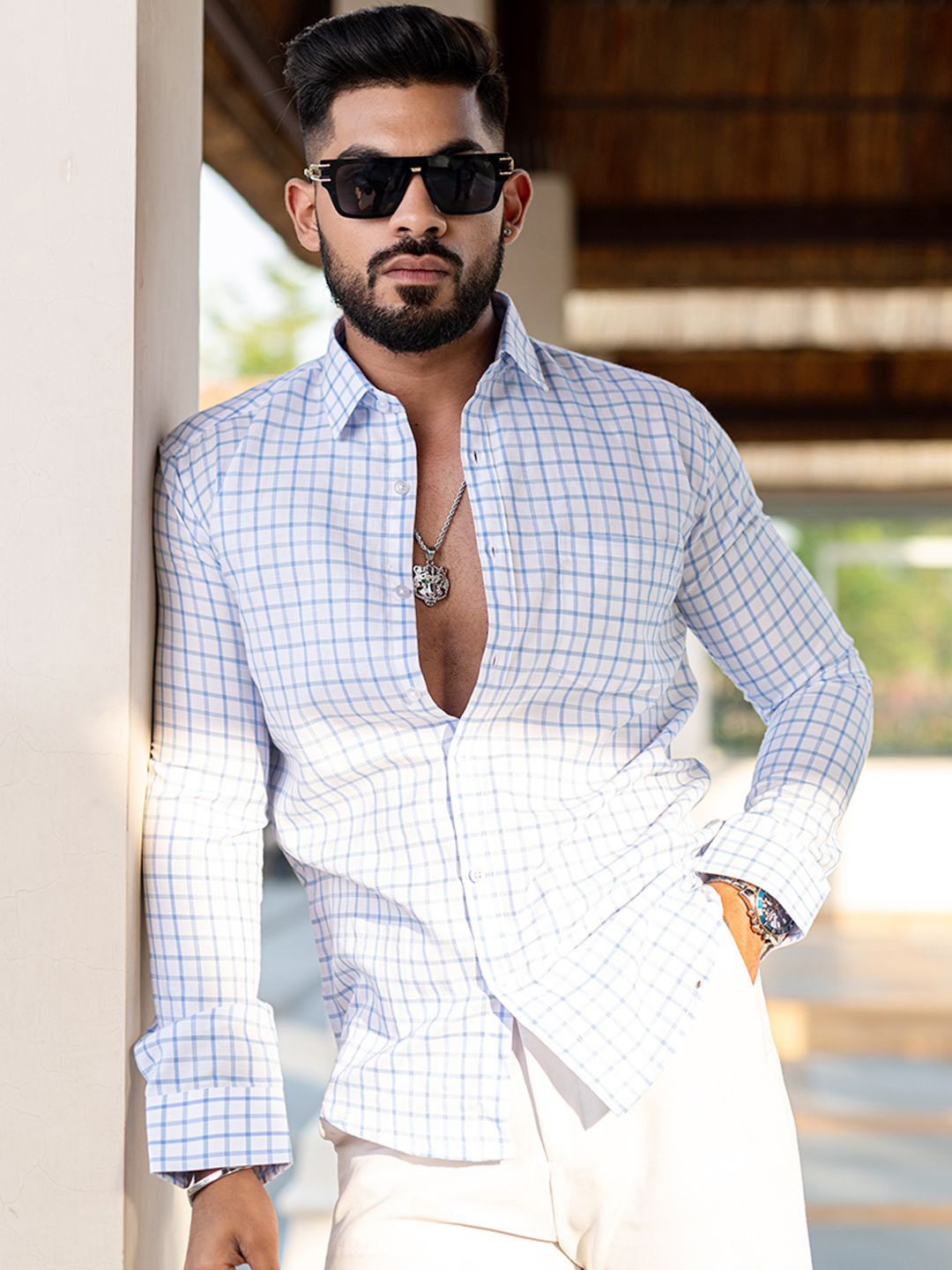 

Tistabene Men Opaque Checked Casual Shirt, White