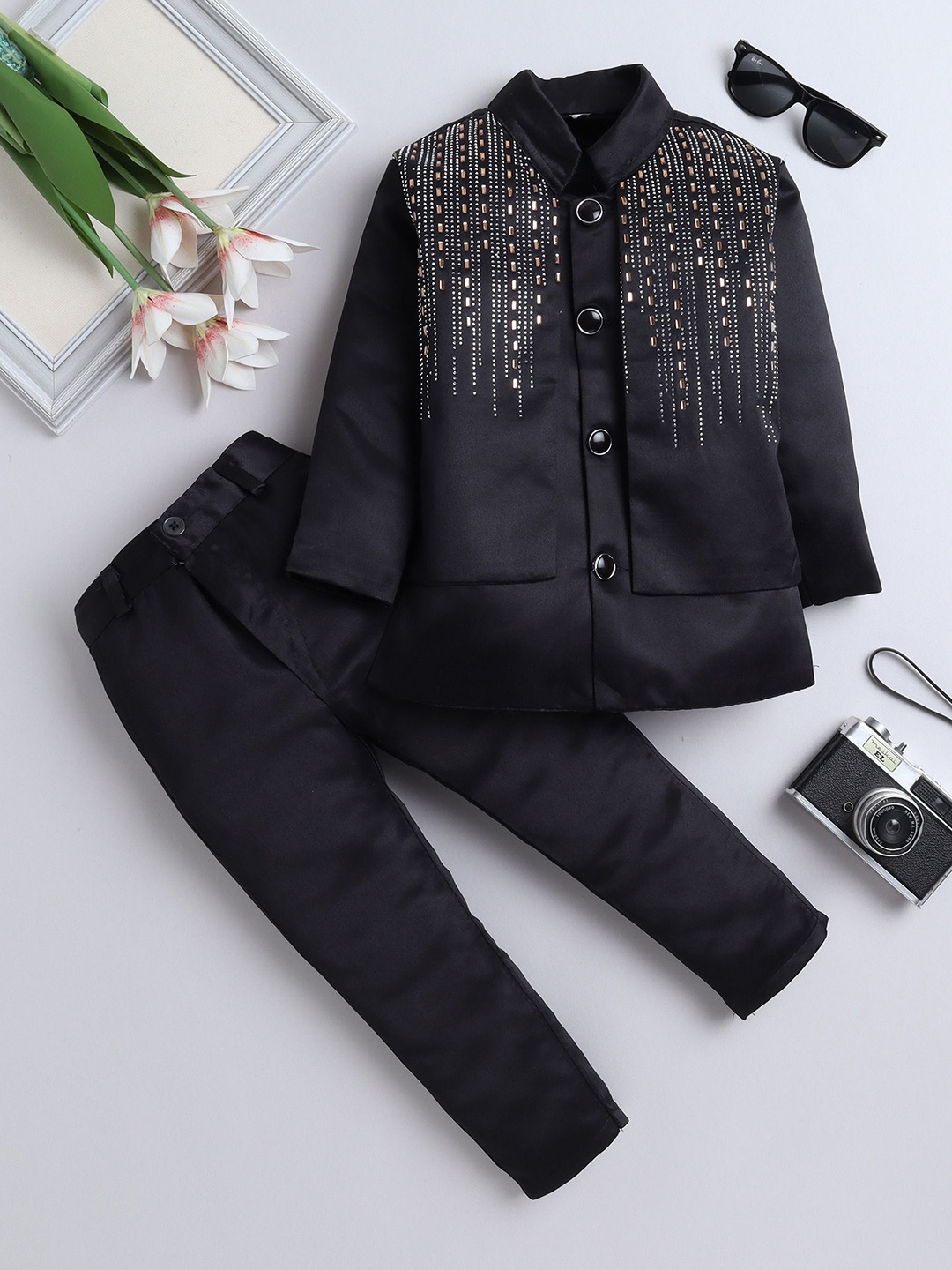 

BAESD Boys Embroidered 2-Piec Suits, Black