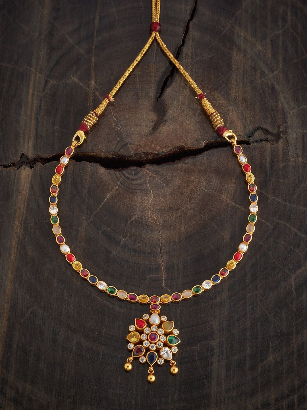

Kushal's Fashion Jewellery 92.5 Sterling Silver Gold-Plated Temple Necklace