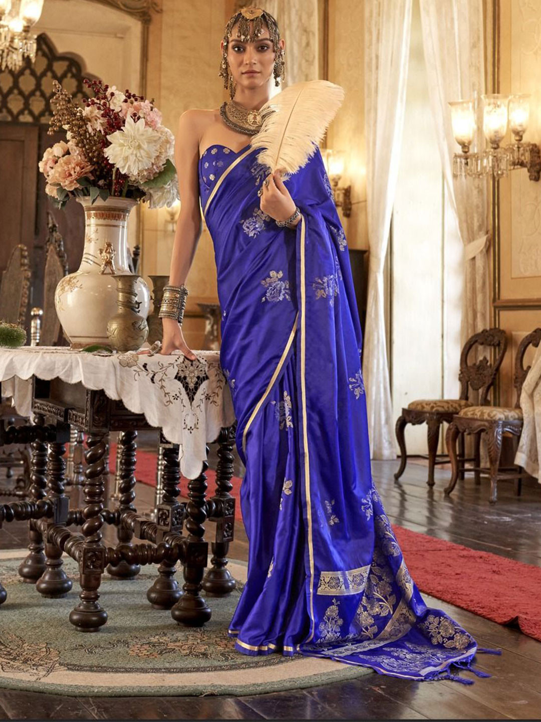 

Anouk Woven Design Zari Satin Saree, Blue