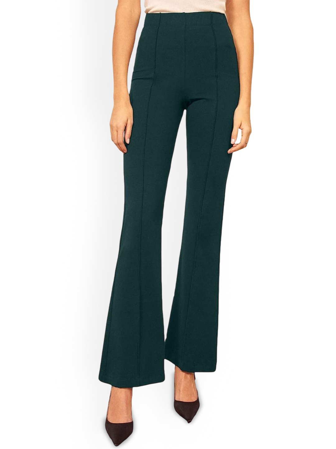 

CORSICA Women Flared Fit High-Rise Parallel Trousers, Green