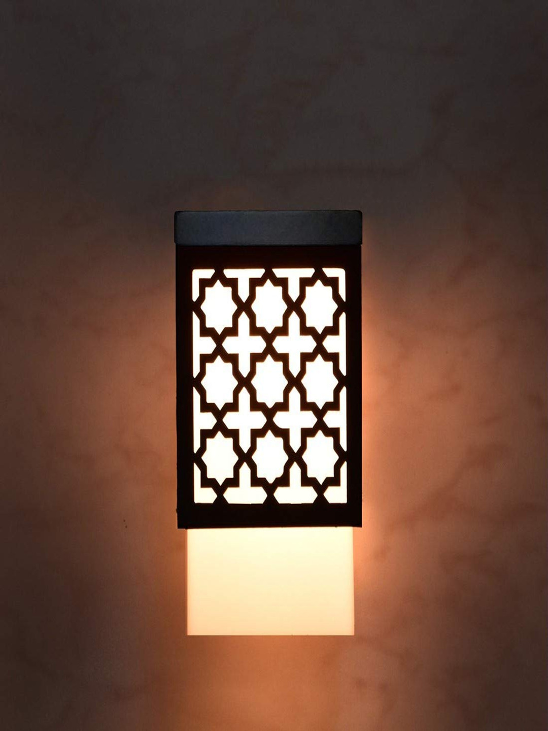 

Gojeeva Black & White Textured Wood Square Shaped Wall Lamp