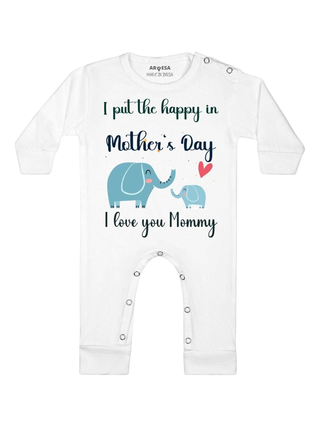 

Arvesa Happy Mother Days Printed Baby Romper, White