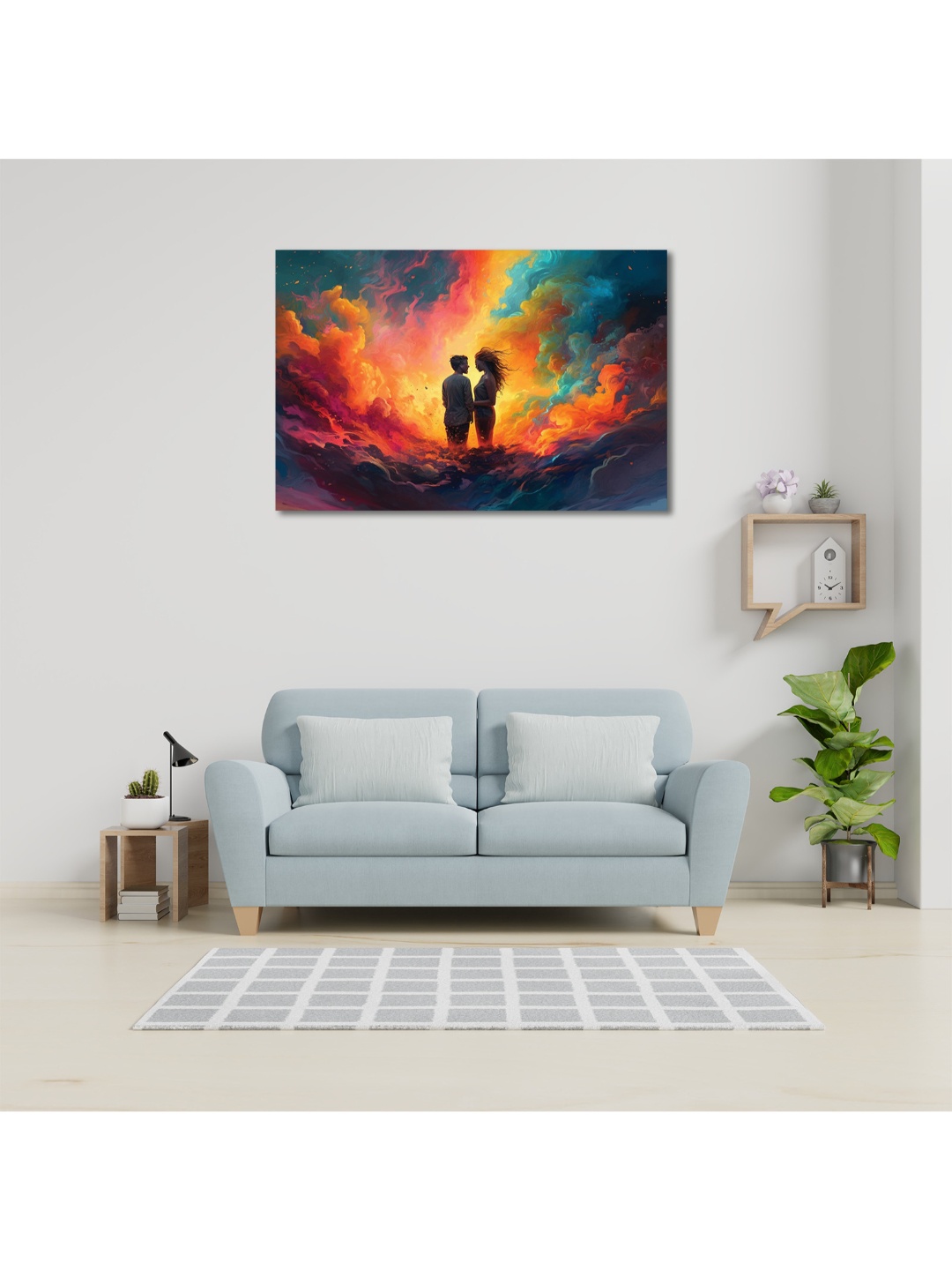 

CVANU Orange & Blue Unframed Canvas Painting Wall Art