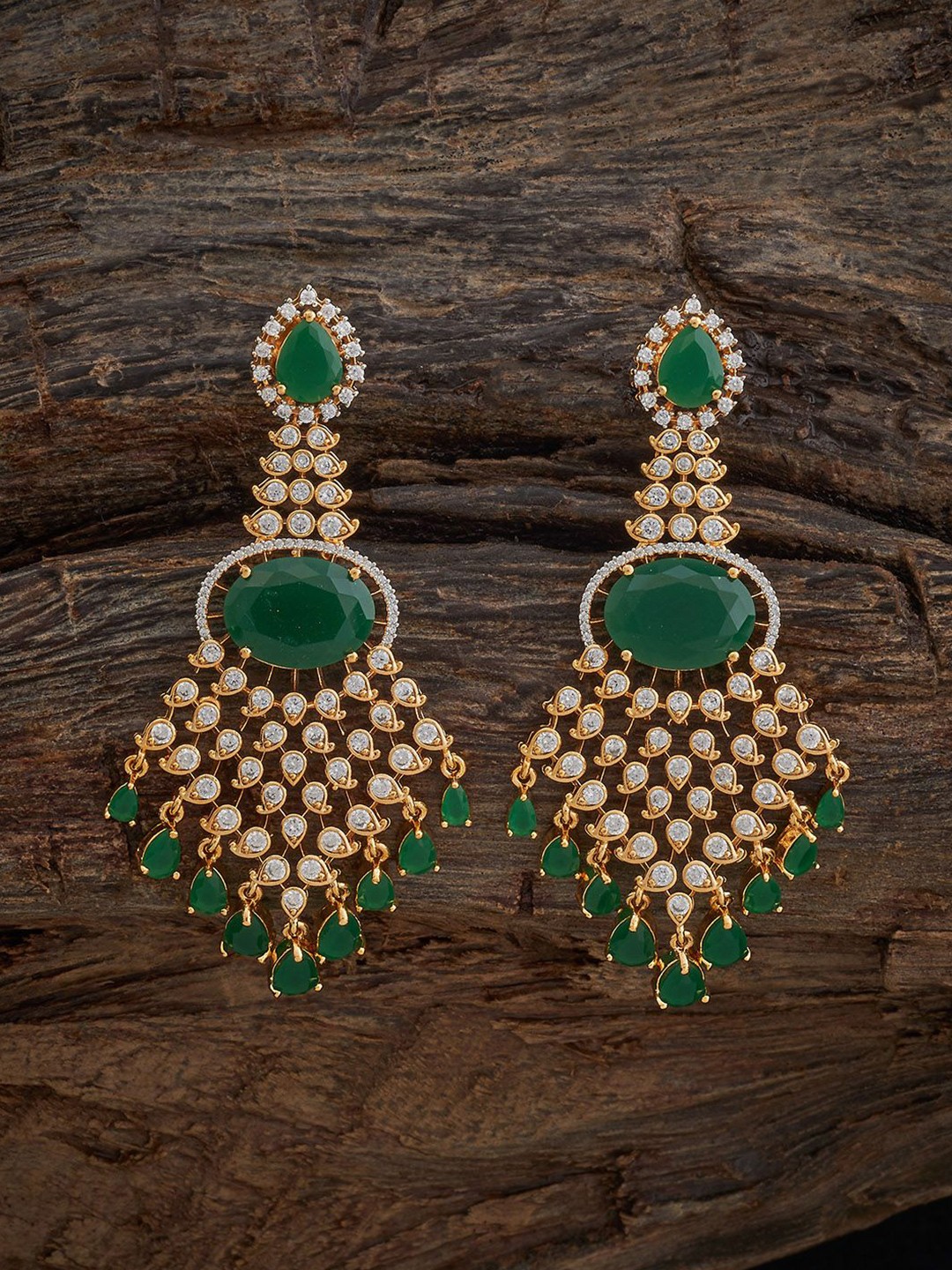 

Kushal's Fashion Jewellery Gold-Plated Paisley Shaped Party Zircon Drop Earrings