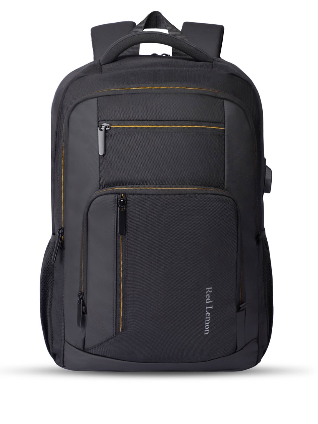 

Red Lemon Swiss Cut Design Laptop Backpack With Rain Cover, Black