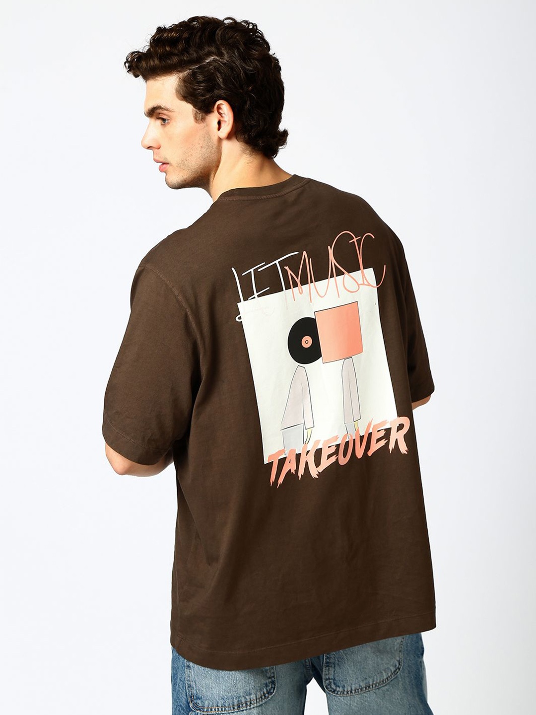 

LOVEGEN x Darshan Raval Casual Oversized T-Shirt, Brown