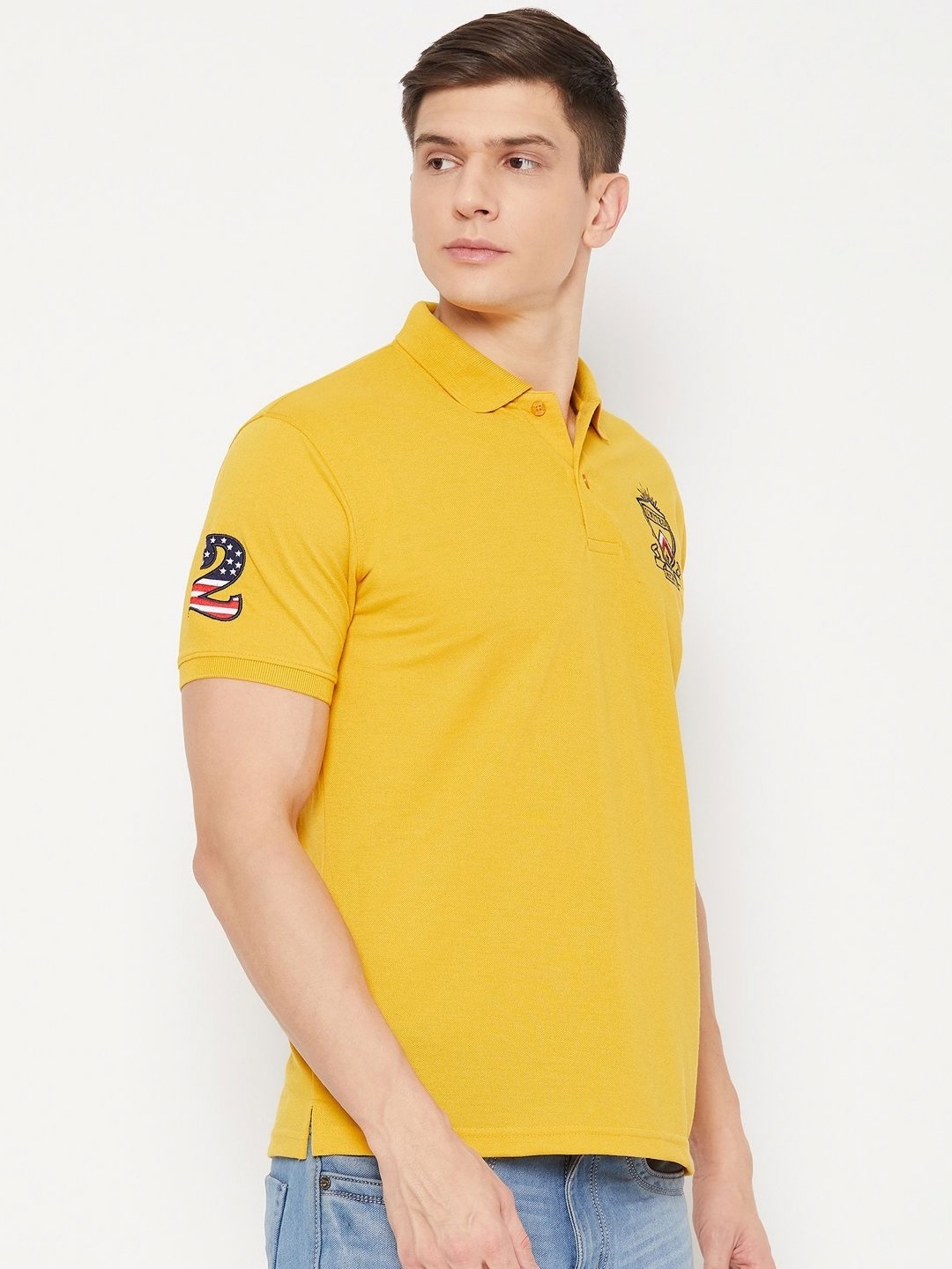 

UBX Men Polo Collar T-shirt, Mustard
