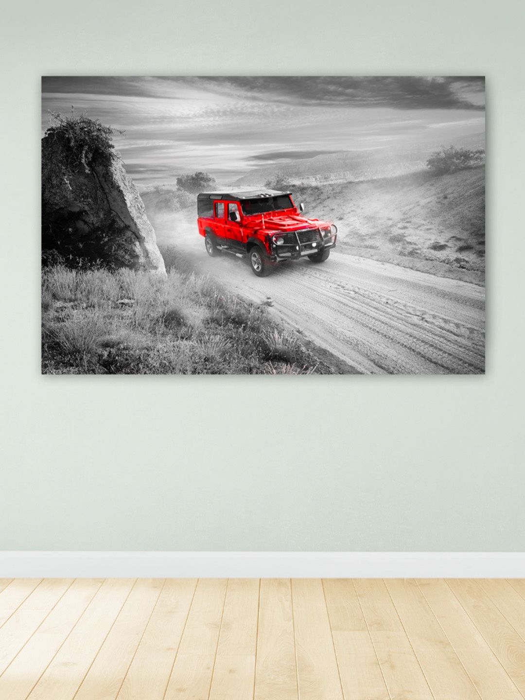 

CVANU Grey & Red Abstarct Canvas Painting Wall Art