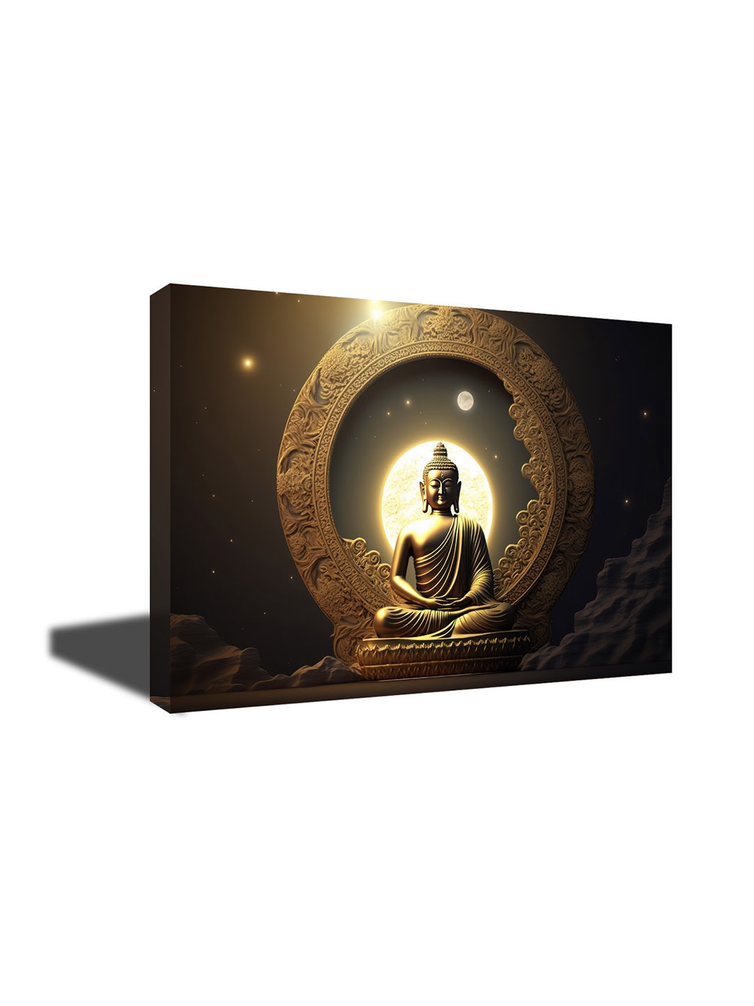 

CVANU Black & Gold-toned Buddha Canvas Painting Wall Art