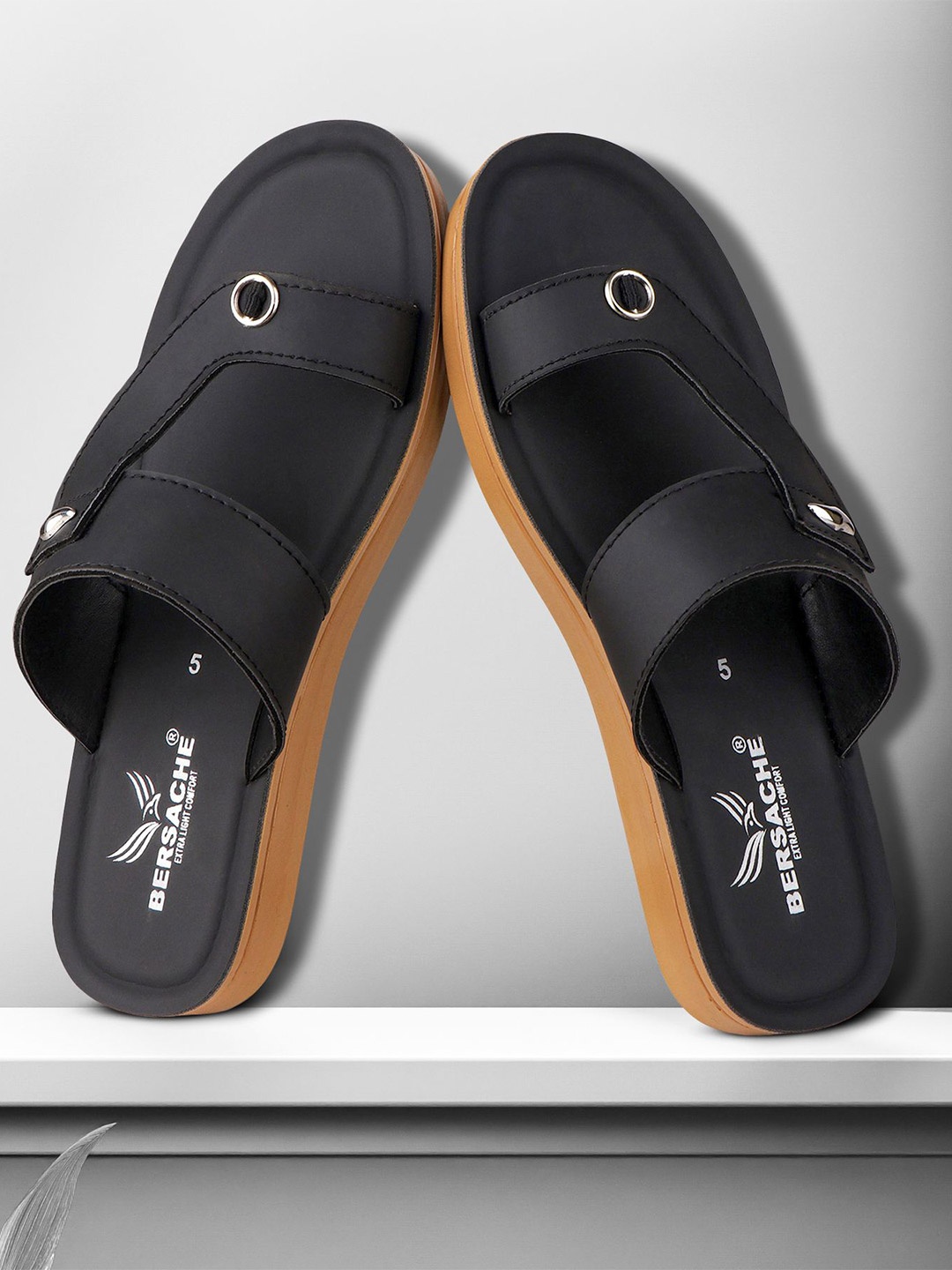 

BERSACHE Women Open Toe Flats, Black