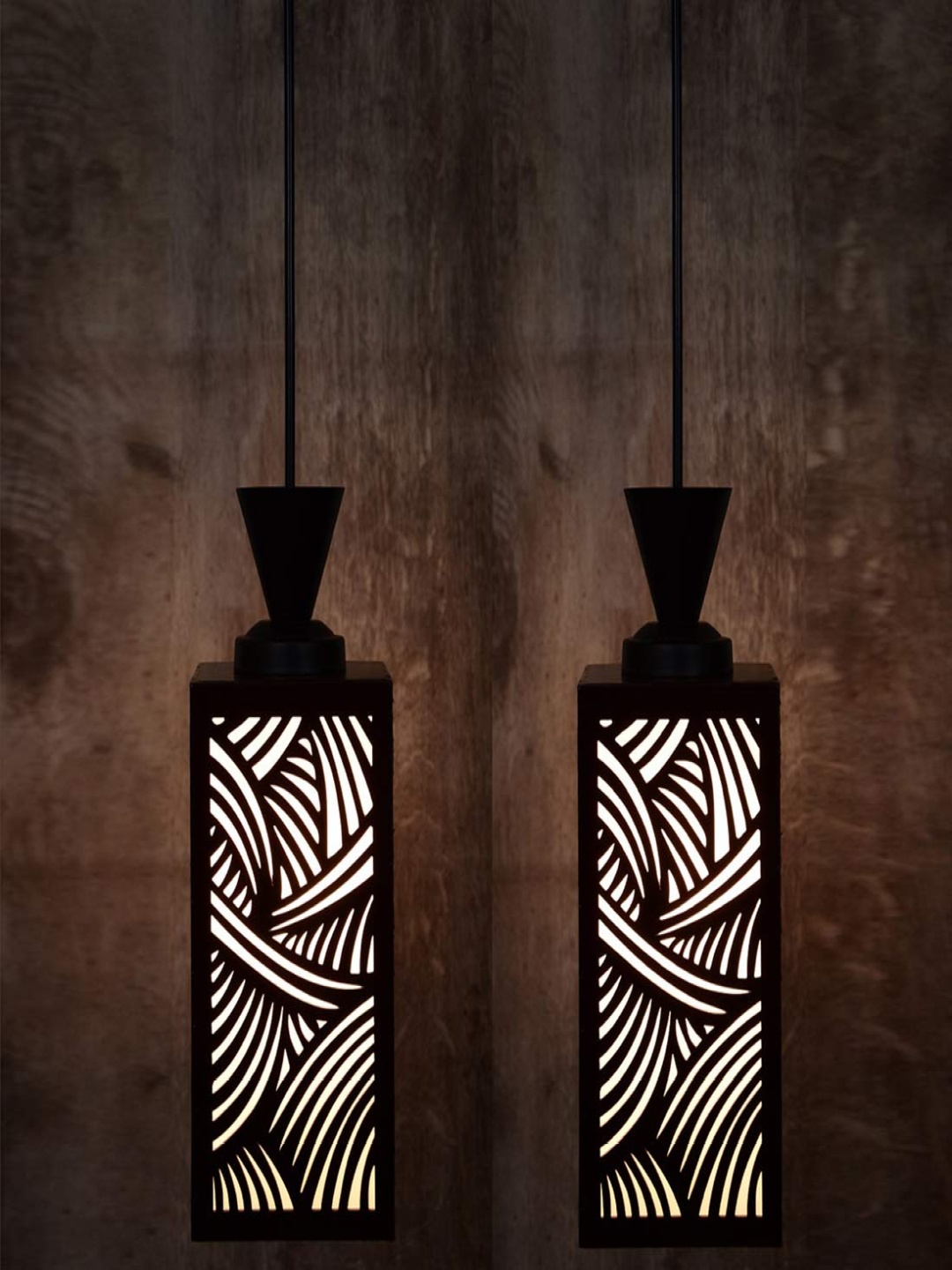 

Gojeeva Black and White 2 Pieces Wooden Textured Contemporary Square Shaped Wall Lamps