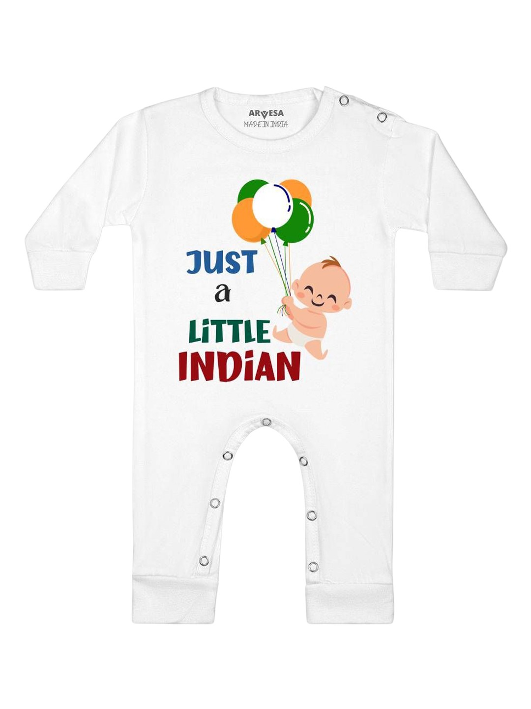 

Arvesa First Republic Day Printed Baby Romper, White