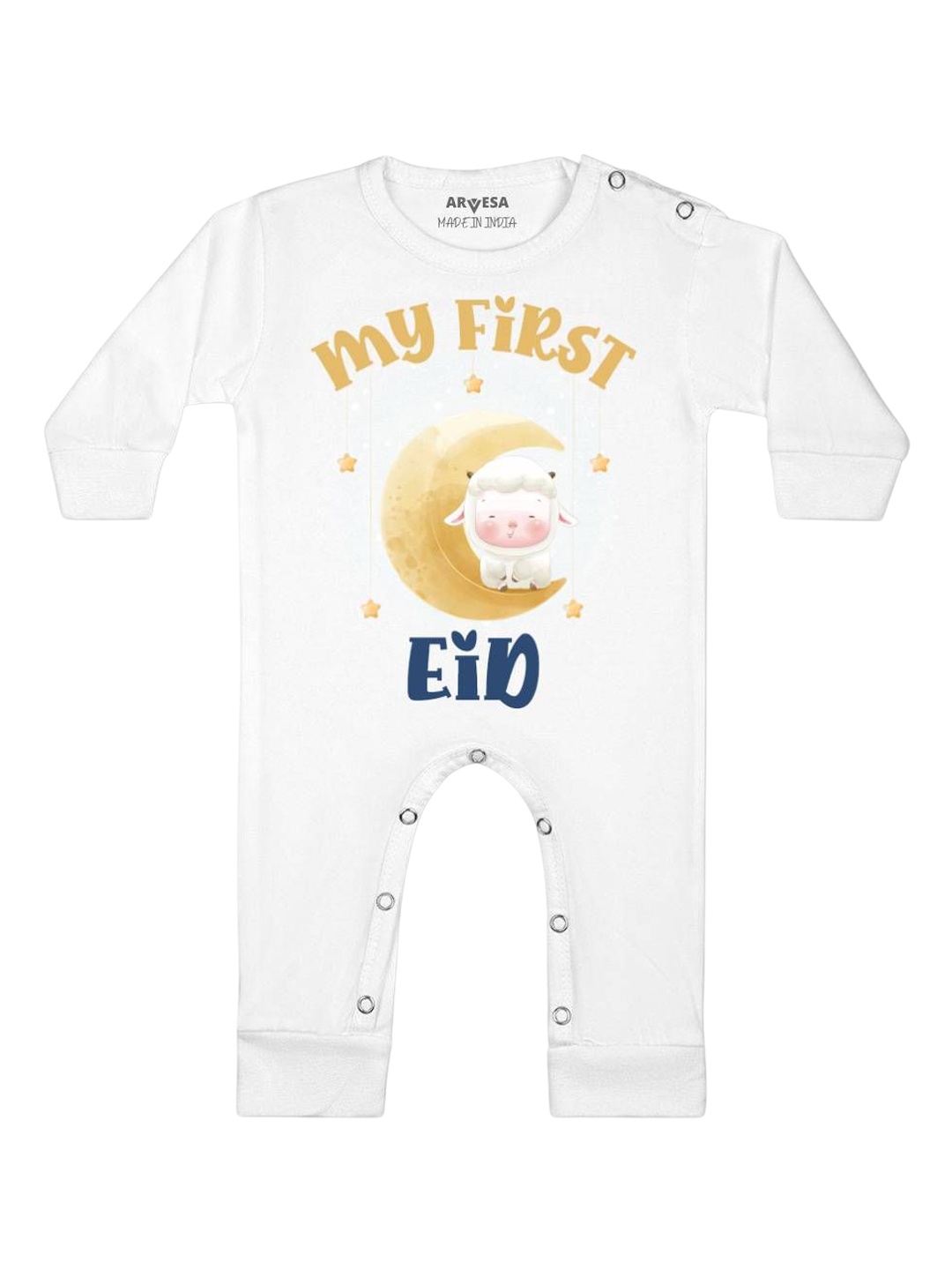 

Arvesa First Bakra Eid Printed Baby Romper, White