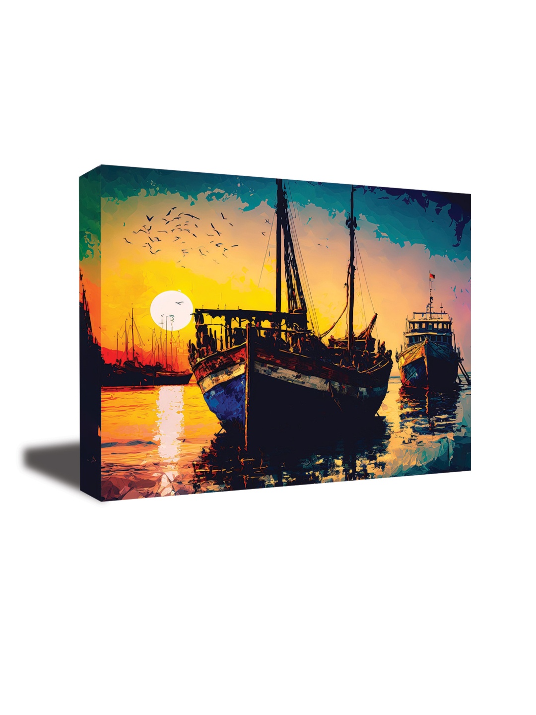 

CVANU Blue & Yellow Canvas Wall Painting