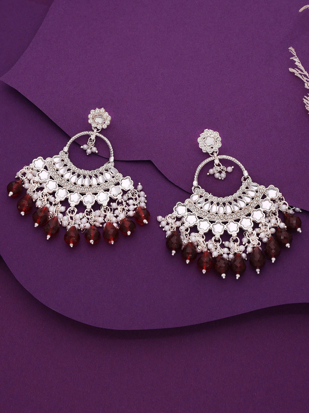 

Anouk Silver-Plated Artificial Beads Contemporary Jhumkas