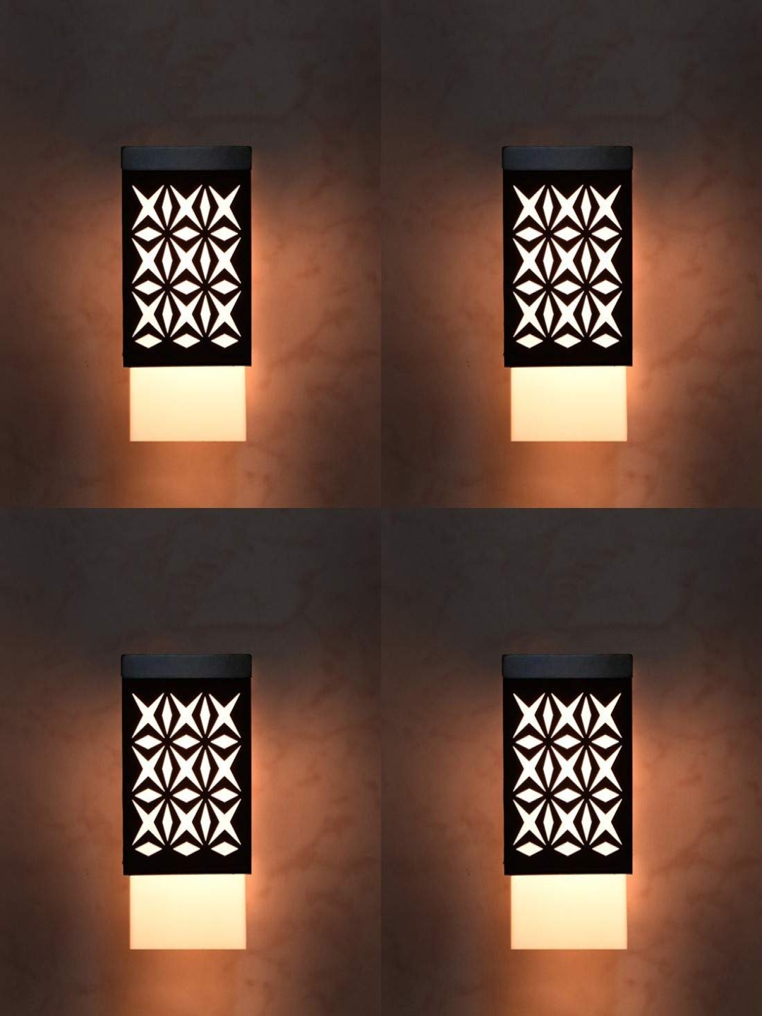 

Gojeeva Black & White 4 Pieces Textured Square Shaped Wooden Ceiling Wall Lamps