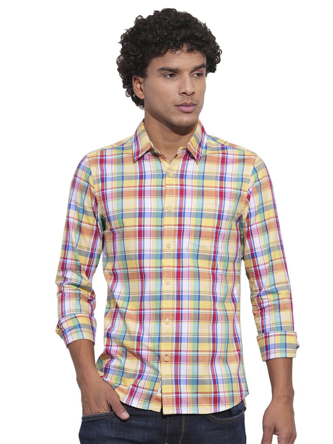 

Being Human Men Classic Opaque Checked Casual Shirt, Yellow