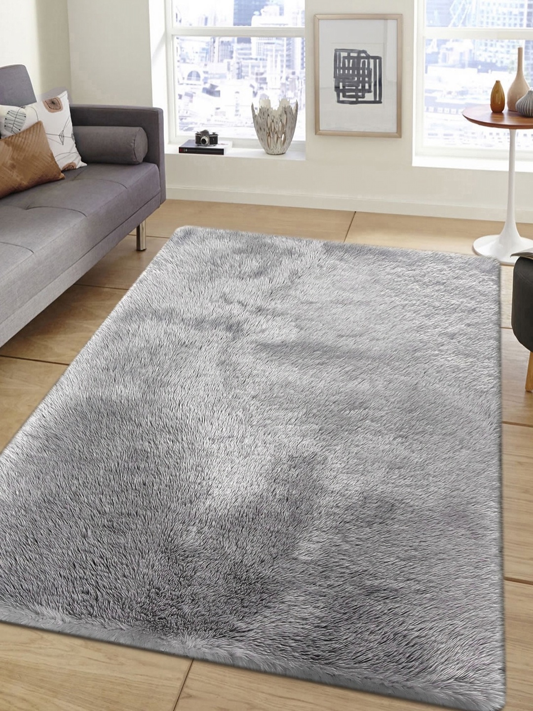 

OBSESSIONS Grey Solid Anti-Skid Polyester Carpet