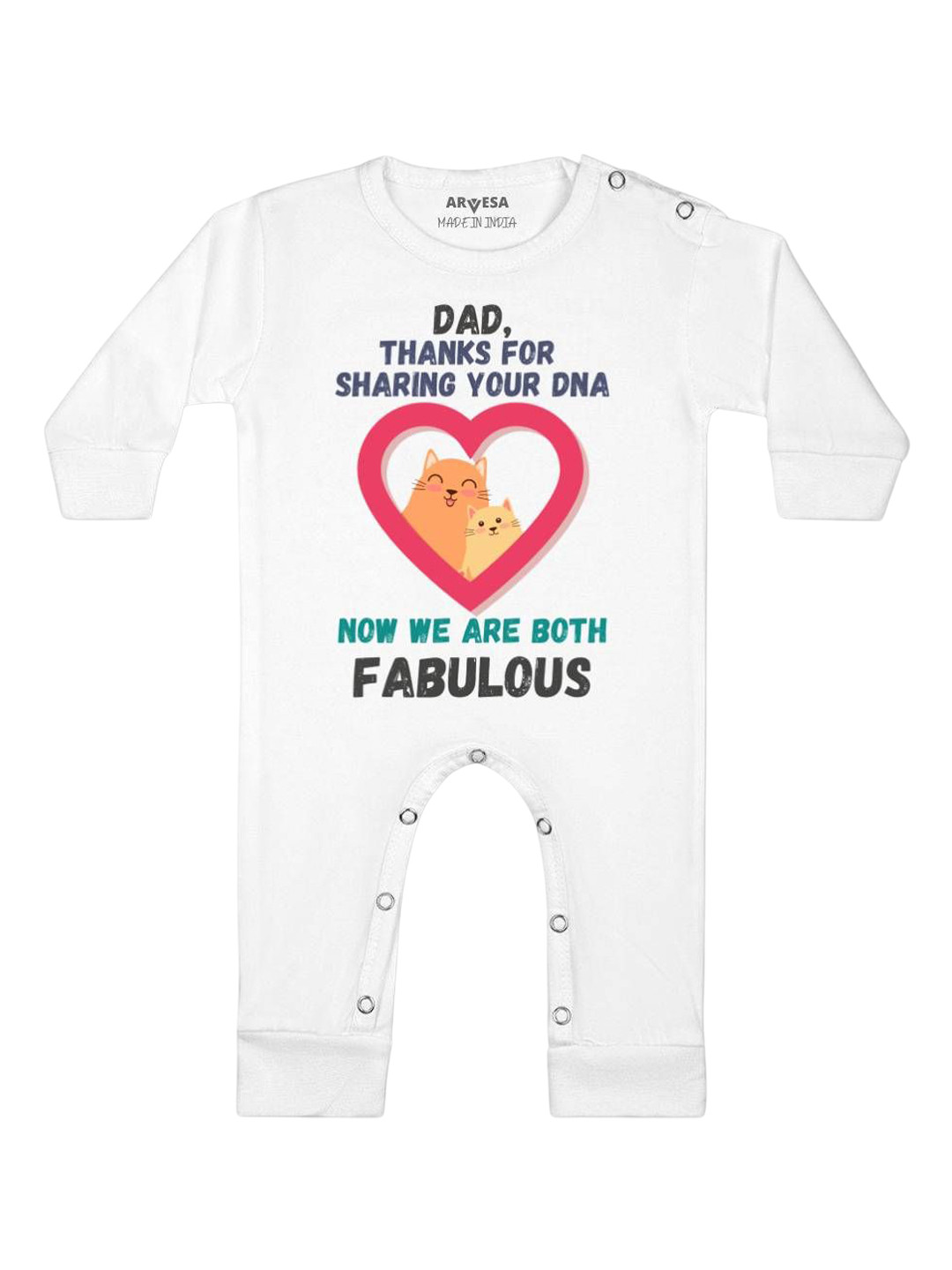 

Arvesa Happy Father Days Printed Baby Romper, White