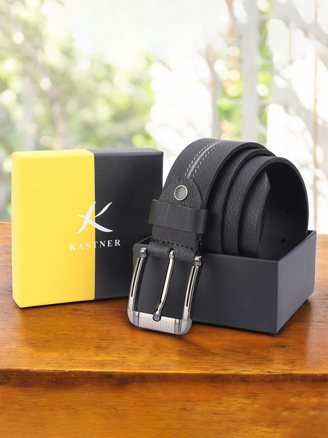 

Kastner Men Leather Formal Belt, Black