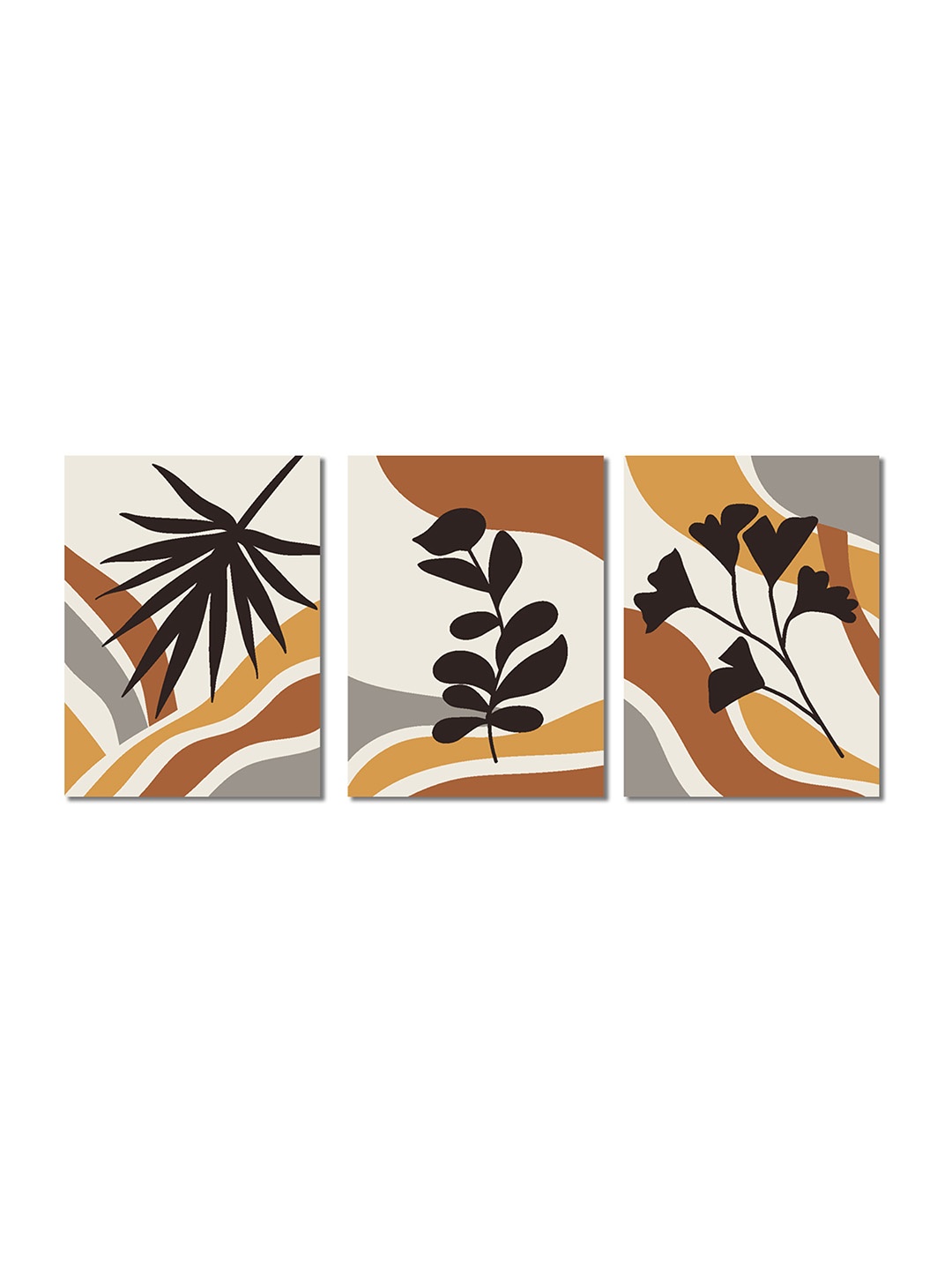 

CVANU Brown & Black Floral Leaf Printed Wooden Wall Paintings