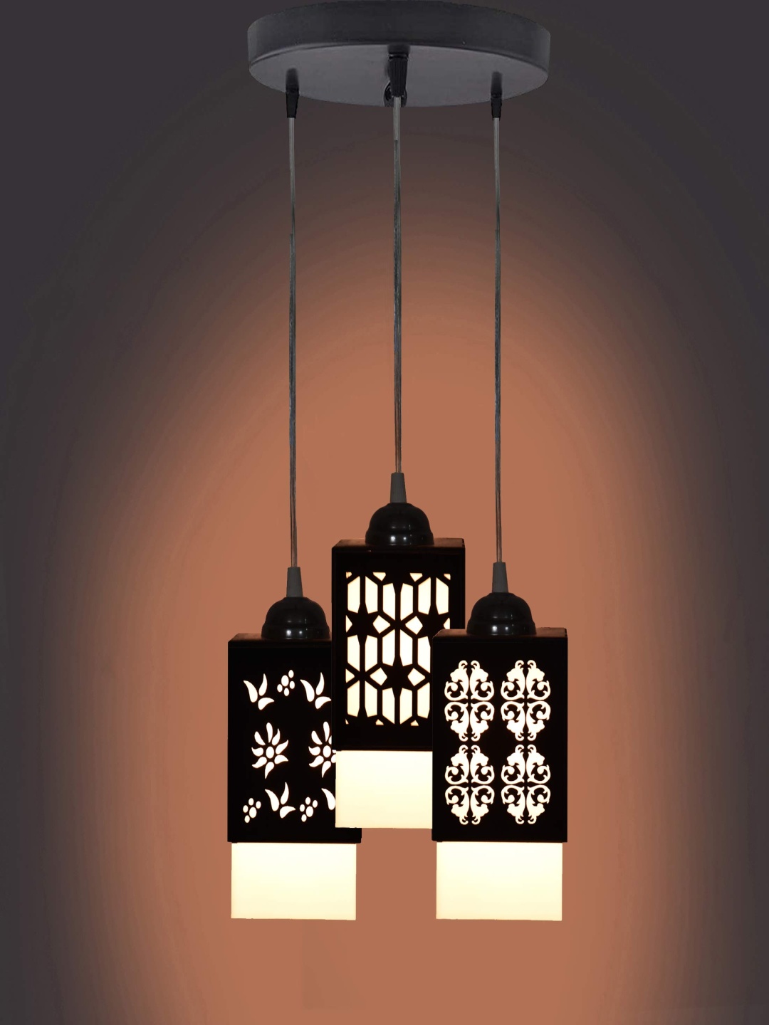 

Gojeeva Black & White Textured Wooden Square Shaped Wall Lamp