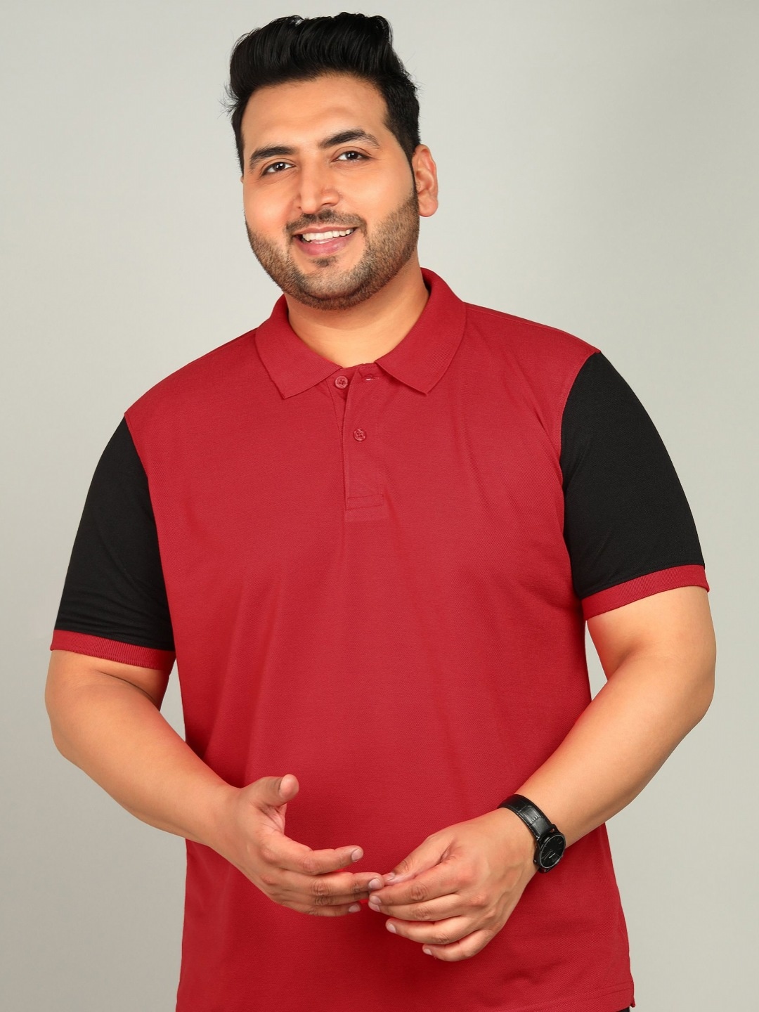 

XFOX Men Colourblocked Polo Collar T-shirt, Maroon