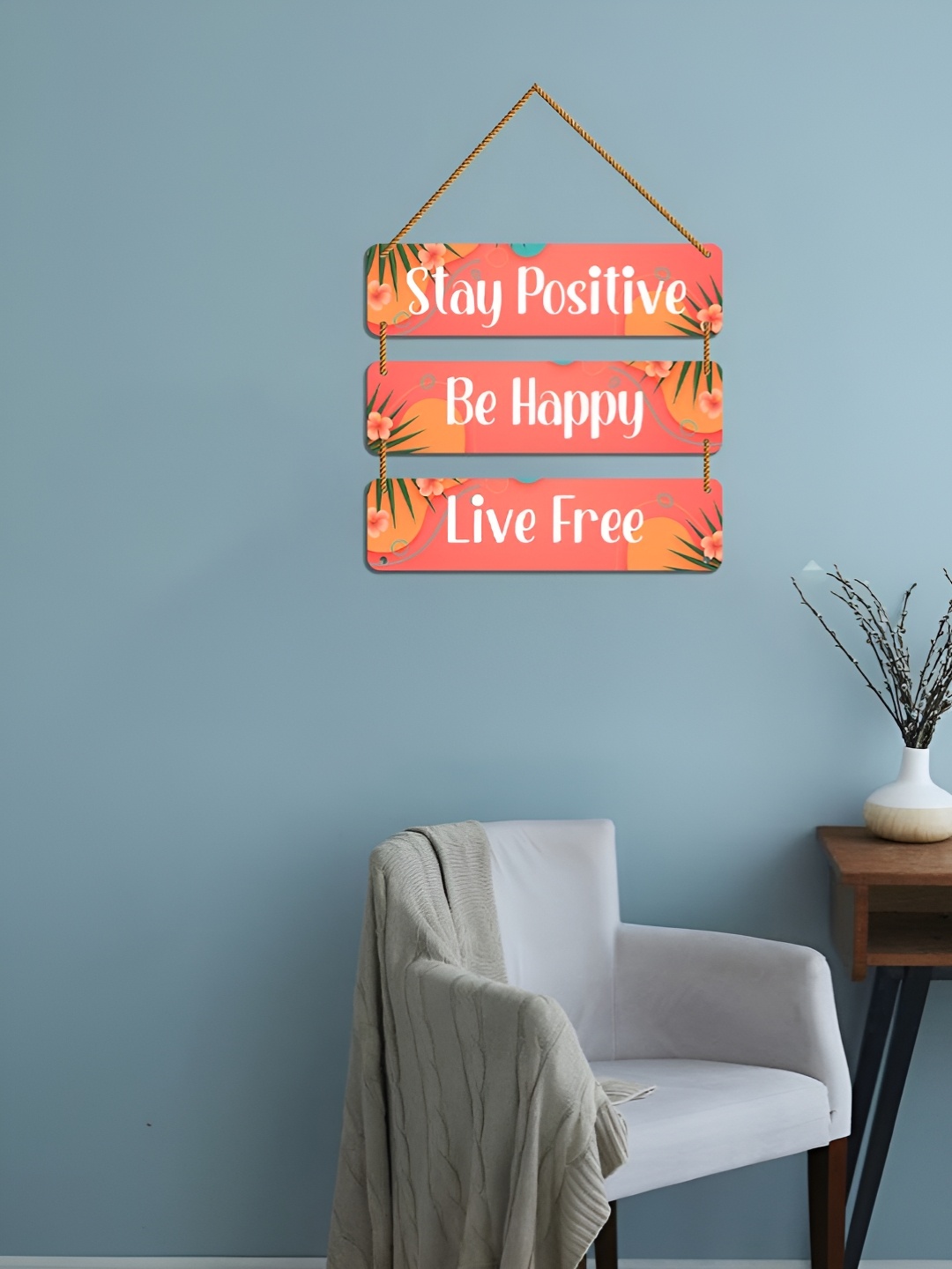 

WallDaddy Peach & White Printed Motivational Decoration Wooden Wall Hanging