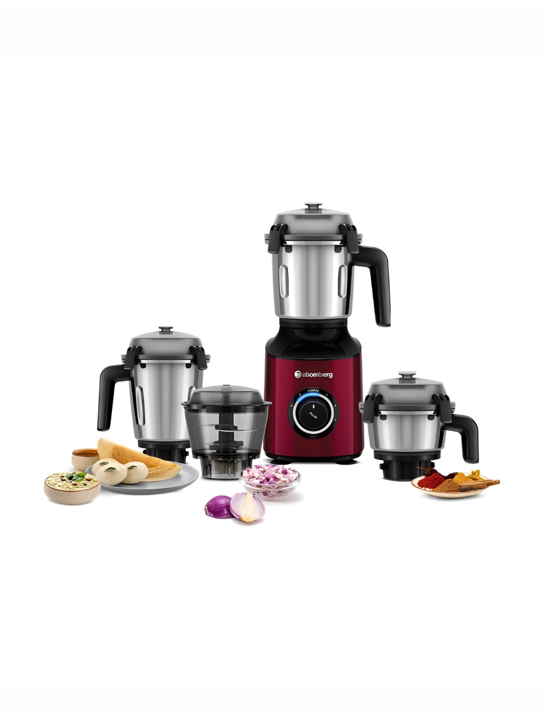 

Atomberg Technologies Zenova Red and Silver-toned Wet And Dry Grinder Juicer Mixer Grinder