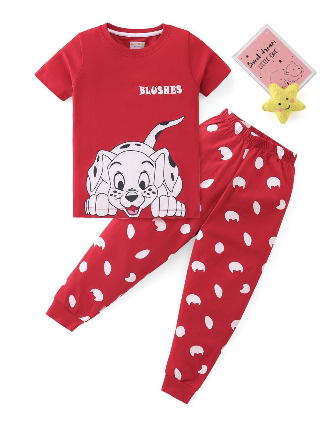 

BLUSHES Unisex Kids T-shirt with Pyjamas, Red