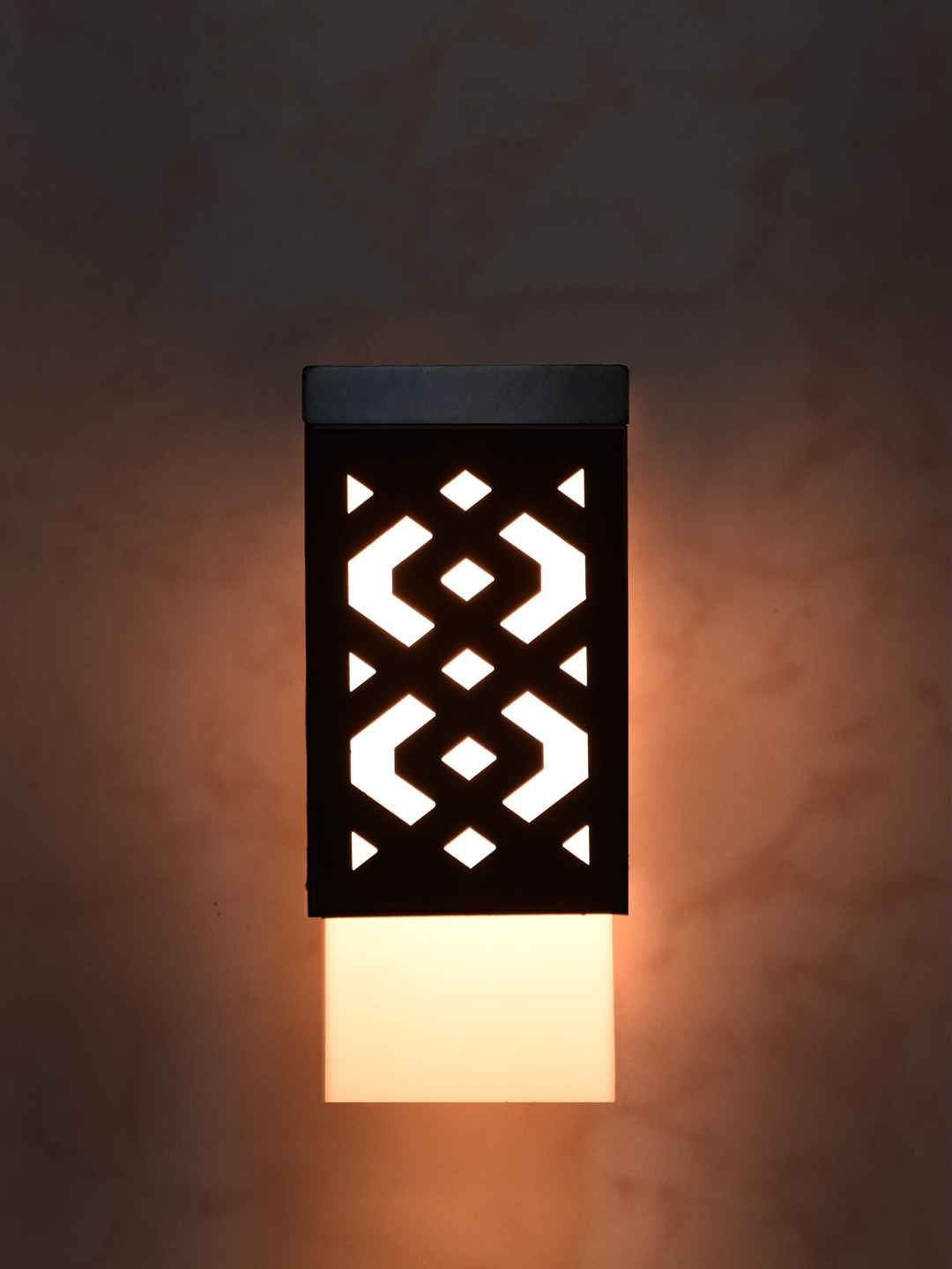 

Gojeeva Black & White Textured Wooden Square Shaped Ceiling Lamp