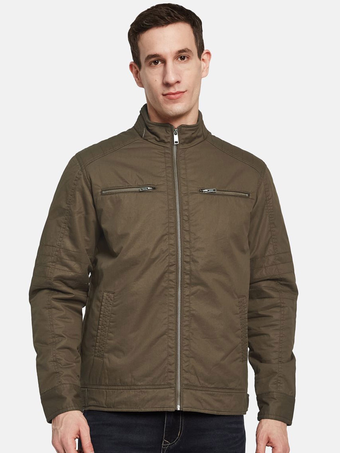 

METTLE Men Padded Jacket, Brown