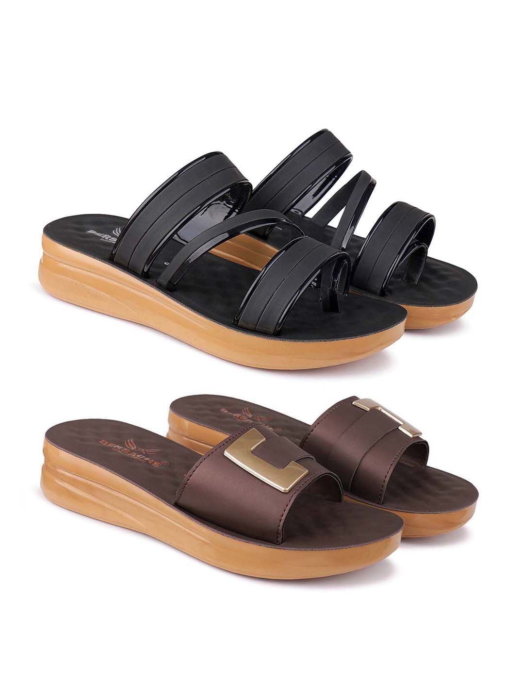 

BERSACHE Women Open Toe Flats, Black
