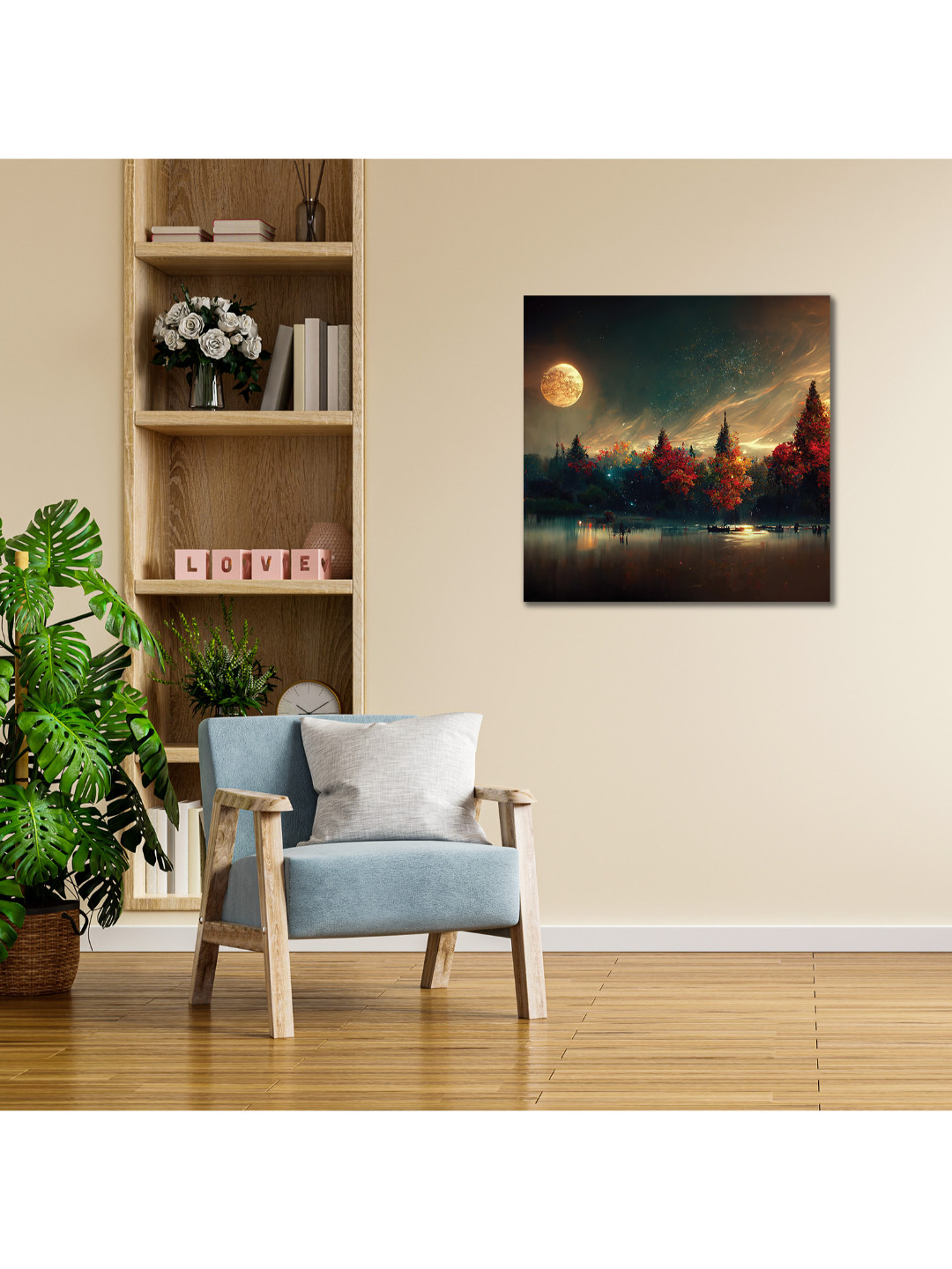 

CVANU Red & Blue Abstract Canvas Painting Wall Aart