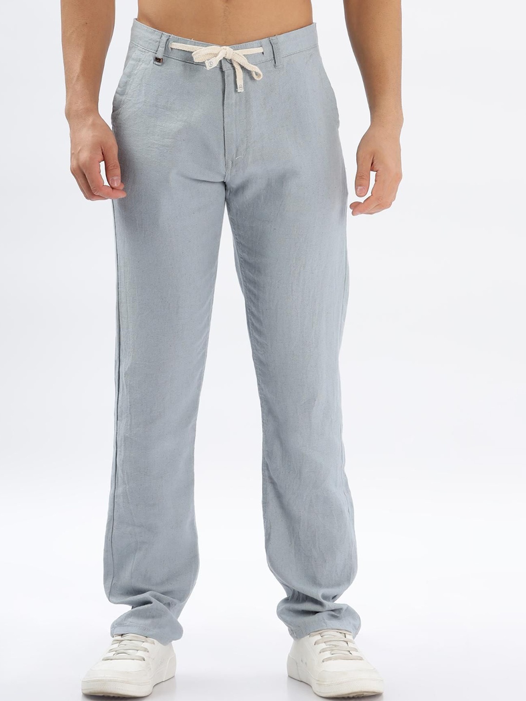

COLOR HUNT Men Smart Tapered Fit Easy Wash Trousers, Blue