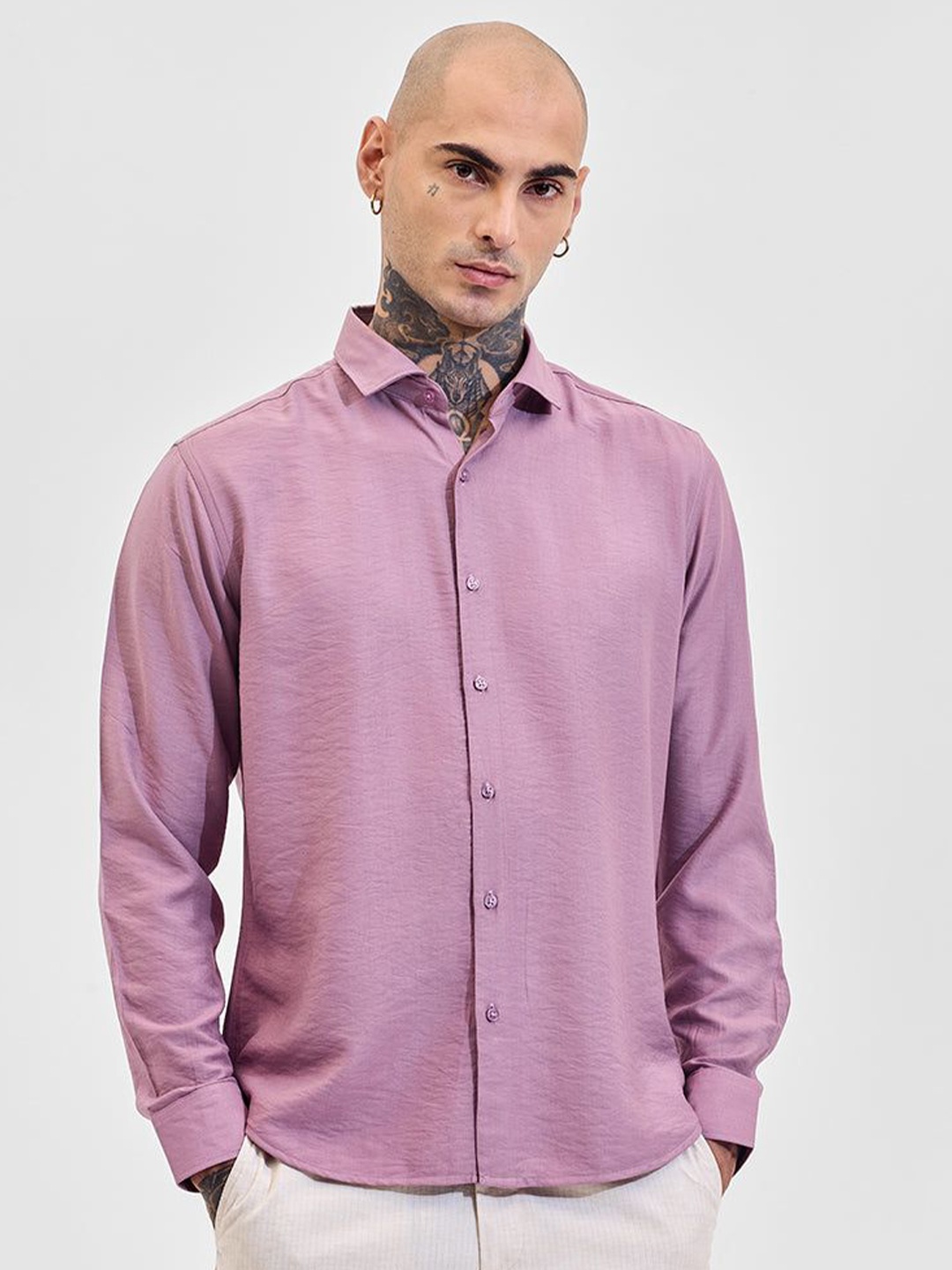 

Snitch Men Slim Fit Opaque Casual Shirt, Mauve