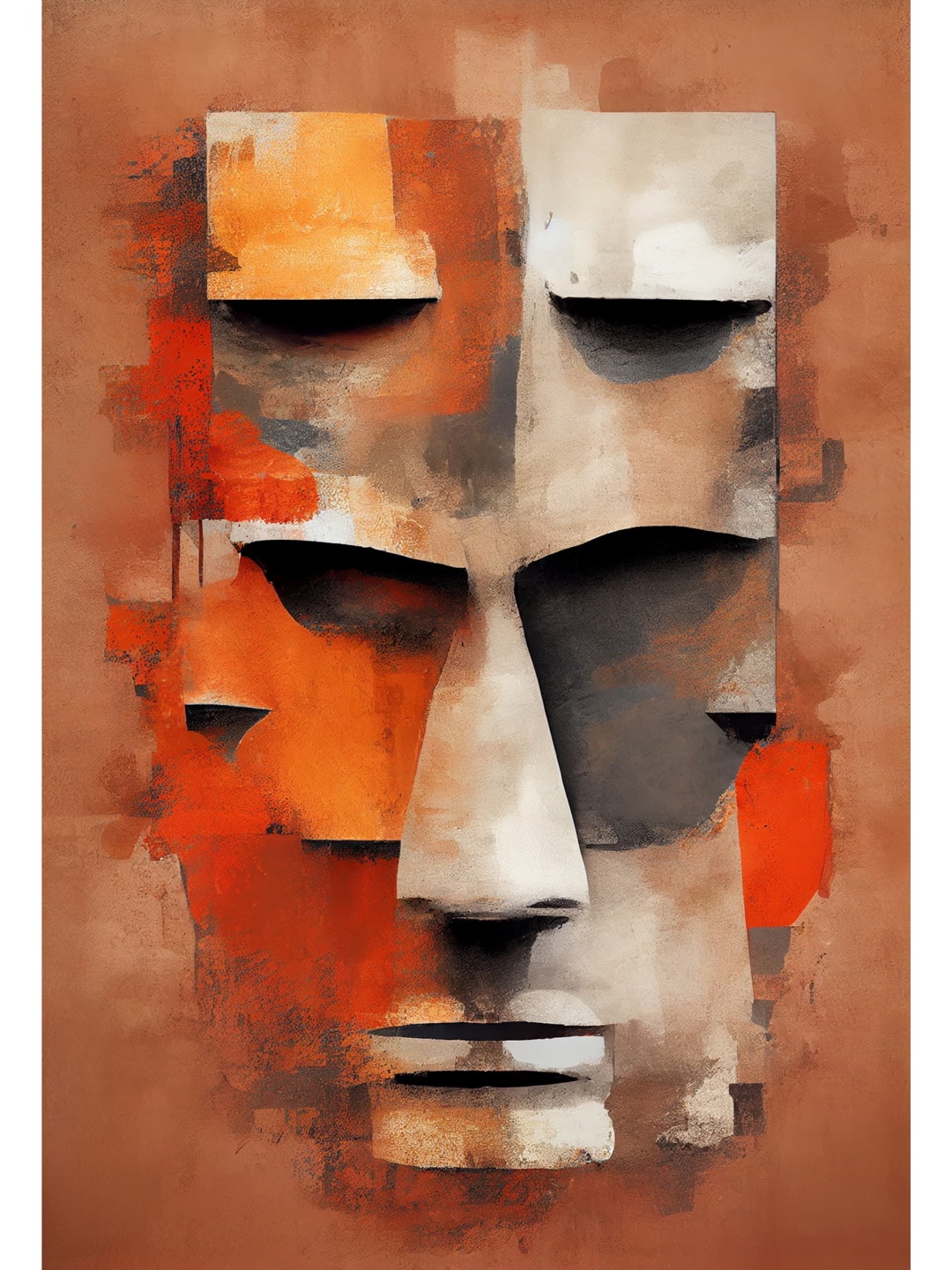 

CVANU Orange & Brown Abstract Canvas Painting Wall Art