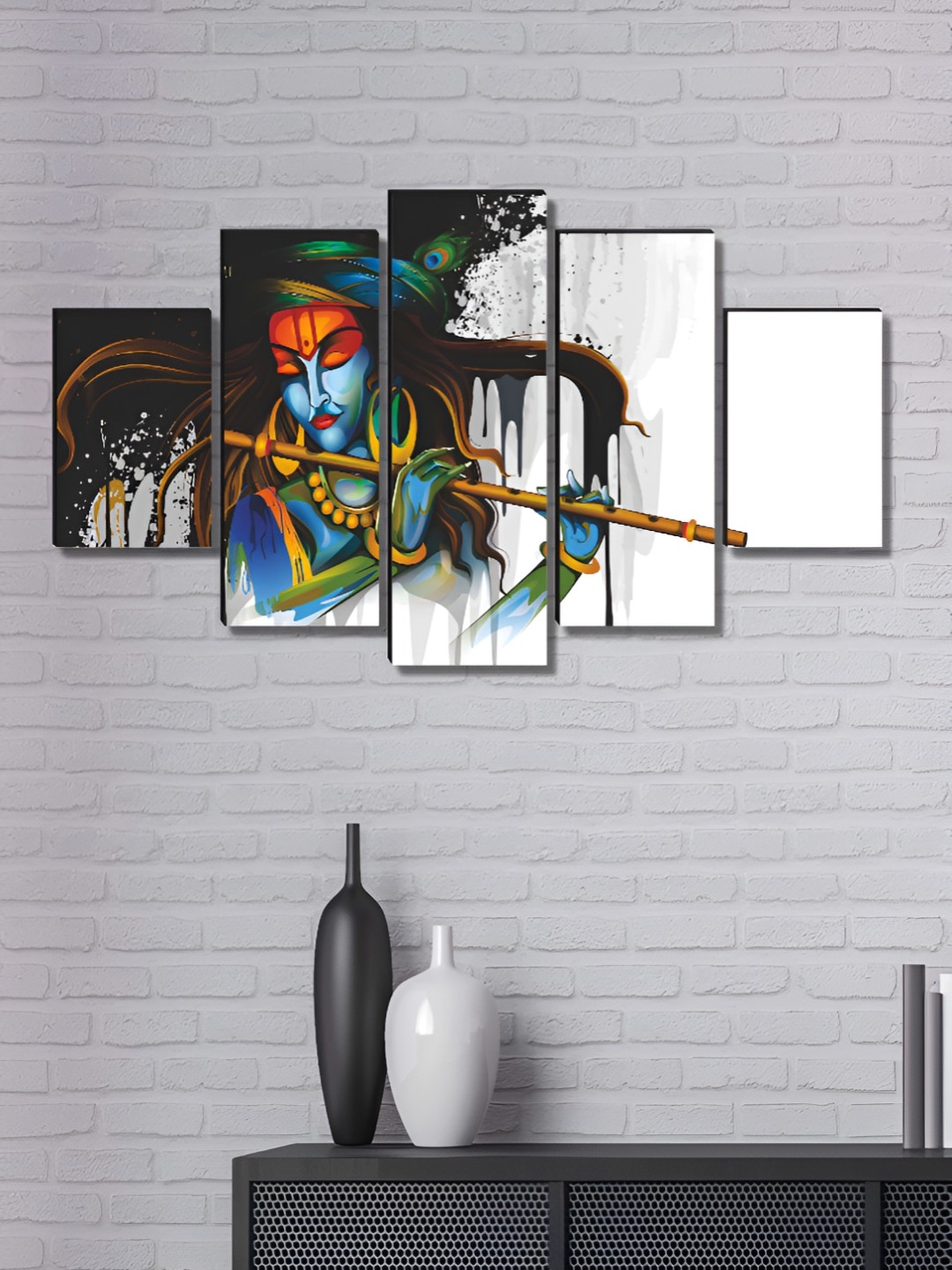 

Aura Blue & White 5 Piece Canvas Religious Wall Paintings