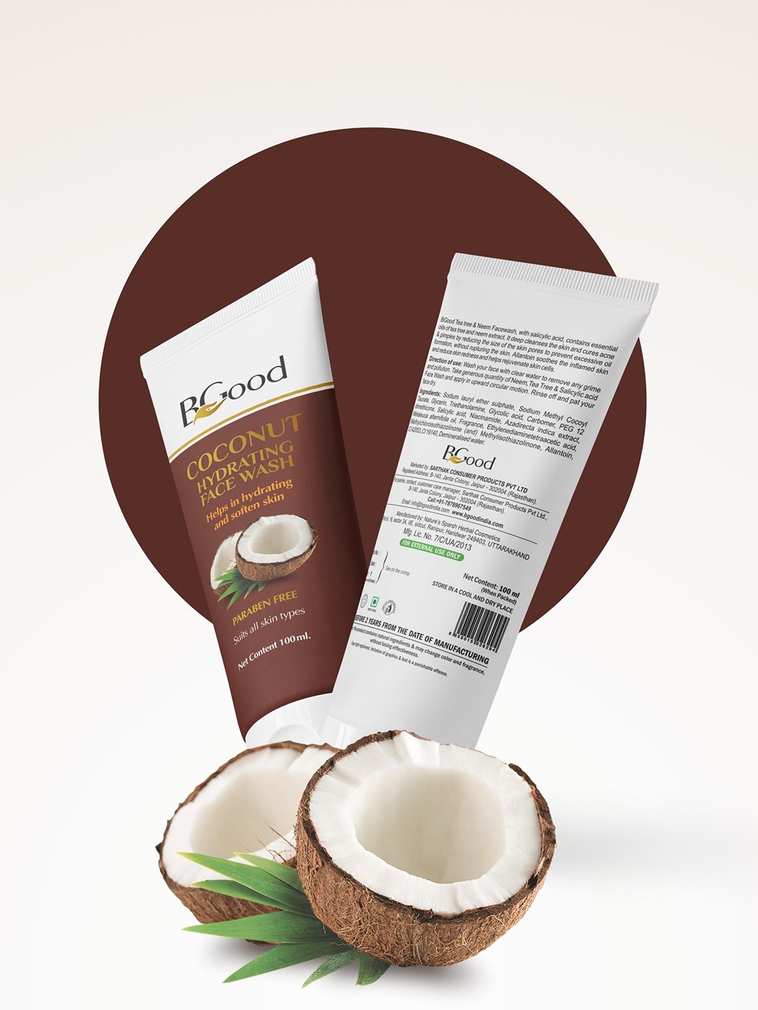 

Bgood Set Of 2 Coconut Hydrating Face Wash For Deep Hydration - 100 ml Each, White