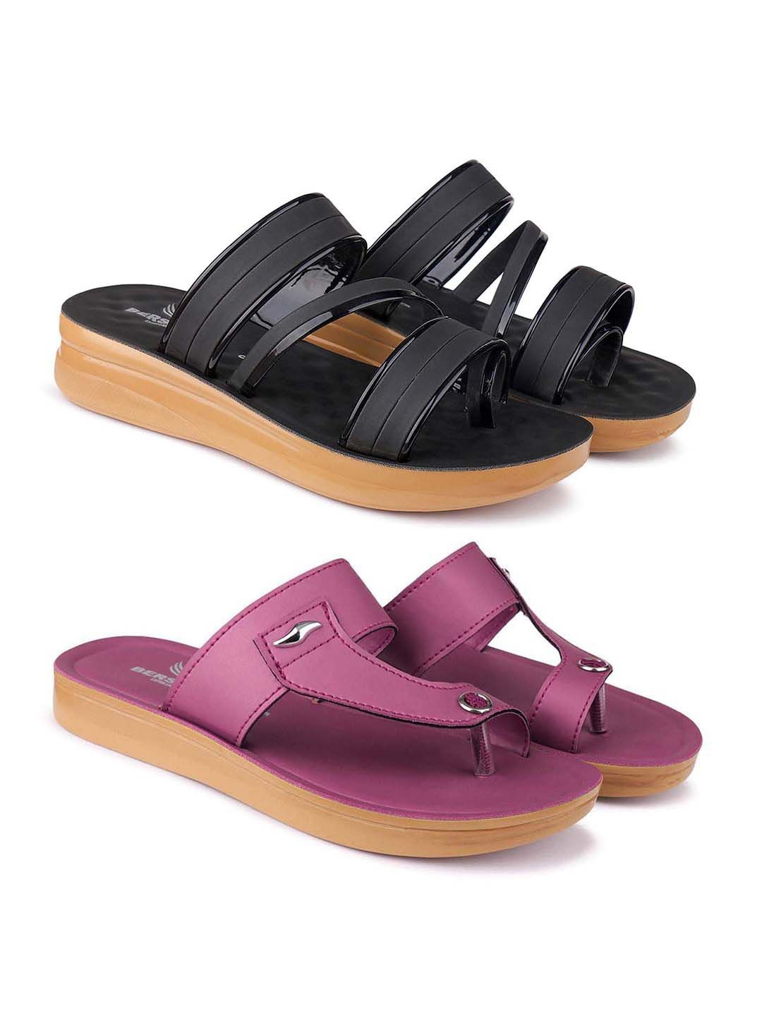 

BERSACHE Women Open Toe Flats, Black