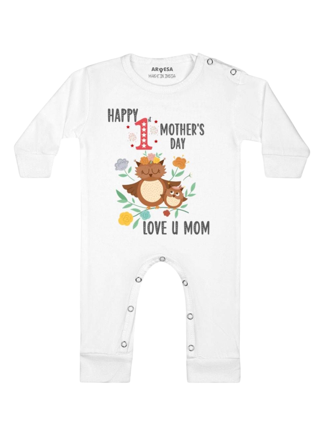 

Arvesa Happy Mother Days Printed Baby Romper, White