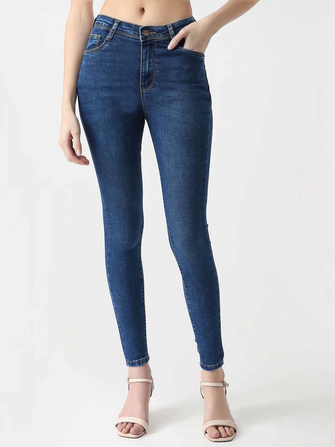 

Kraus Jeans Women Skinny Fit High-Rise Light Fade Jeans, Blue