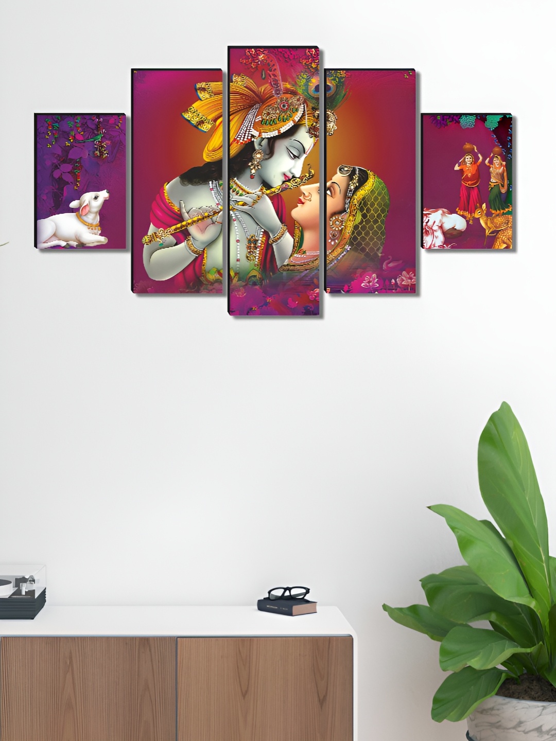 

Aura Pink & White 5 Piece Canvas Religious Wall Paintings