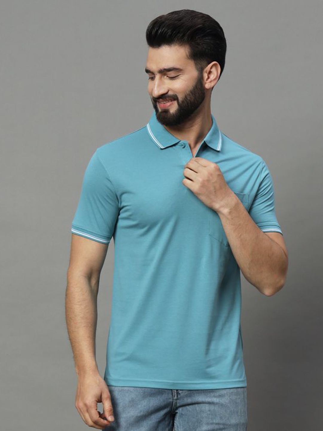 

UNIBERRY Men Polo Collar T-shirt, Teal