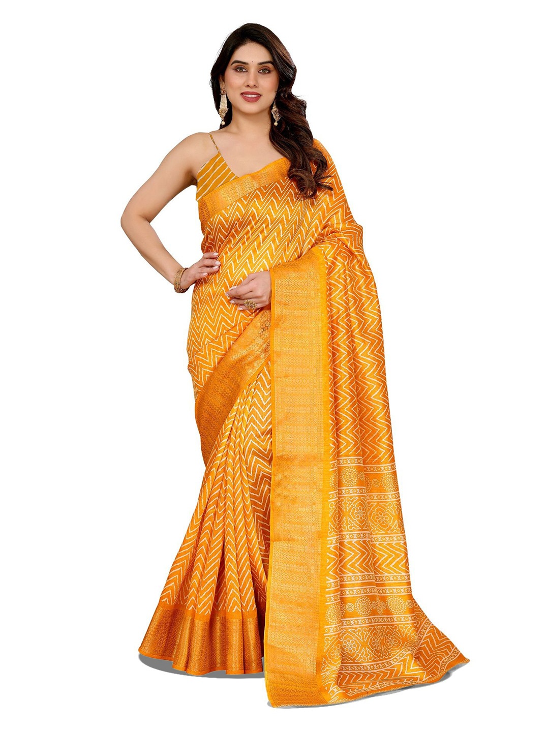 

Moda Rapido Zari Saree, Mustard