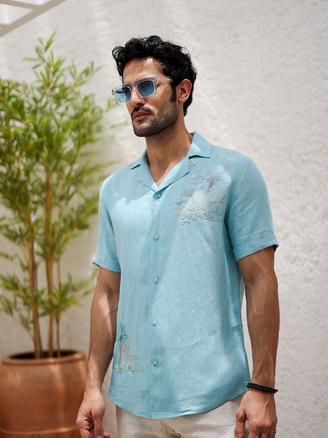 

ASUKA Men Opaque Casual Shirt, Teal