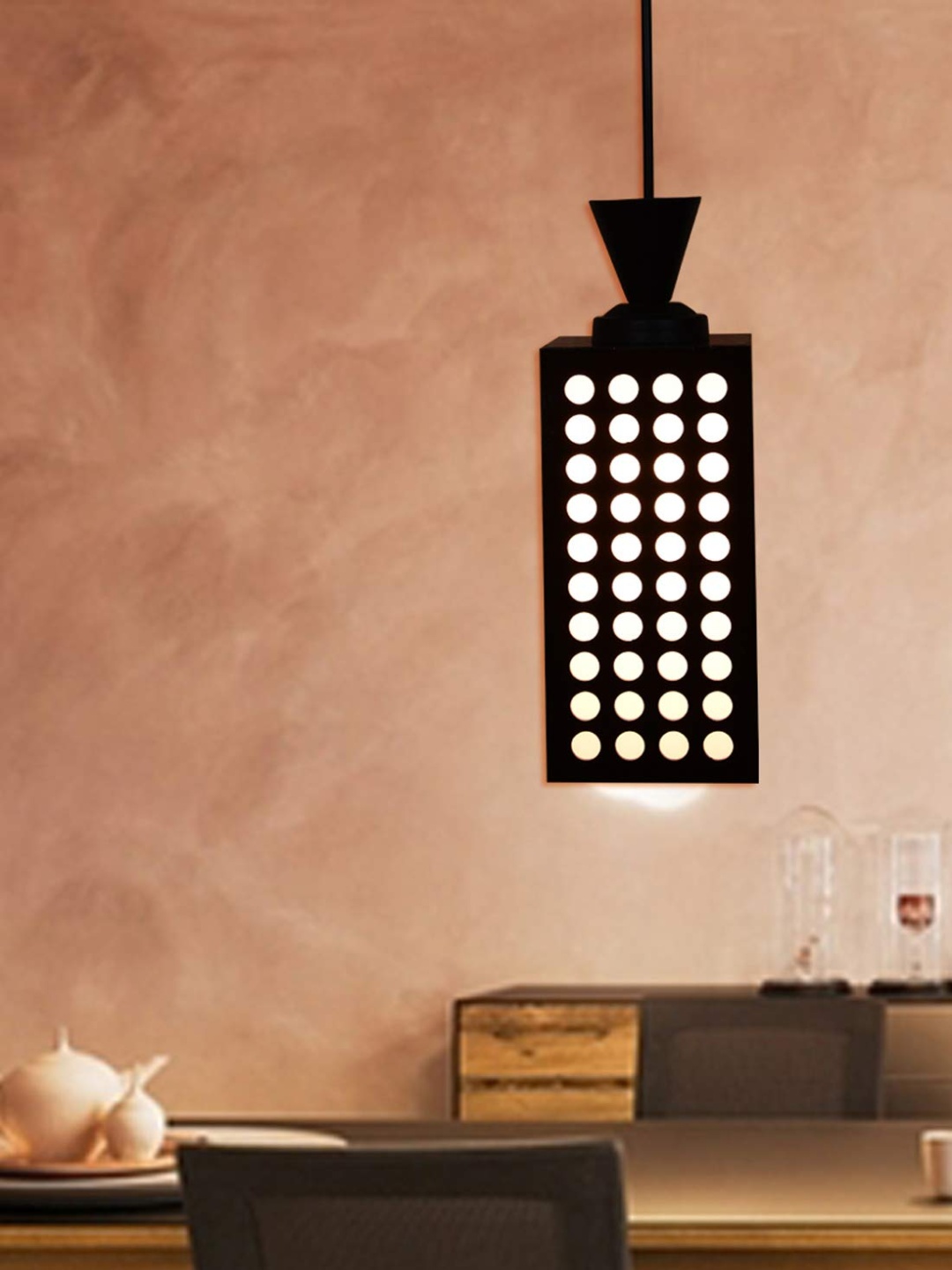 

Gojeeva Black and White Wooden Textured Contemporary Square Shaped Wall Lamp