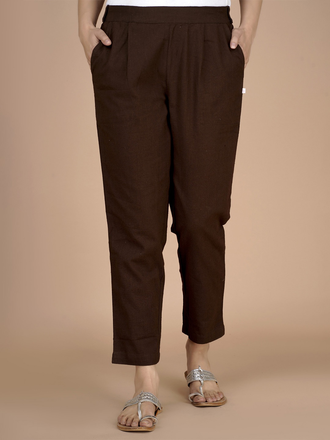 

ZITRA Women Pleated Trousers, Brown